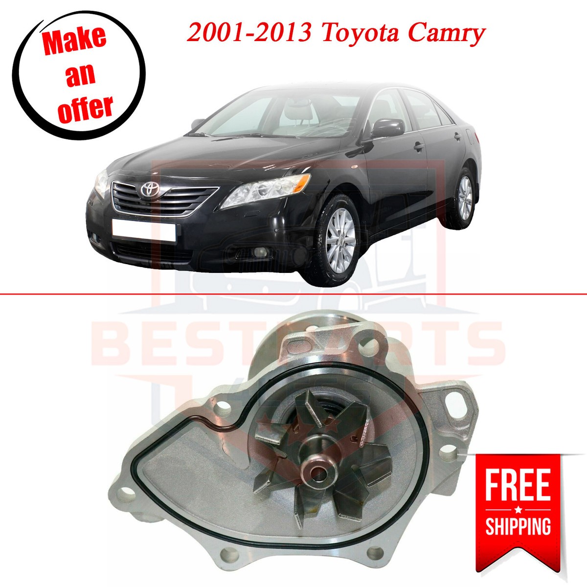 Water Pump for 2001-2013 Toyota Camry, Corolla, Highlander