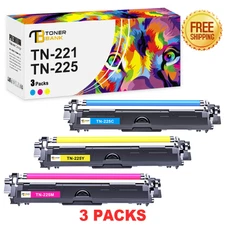 3PK TN221 TN225 Color Toner Compatible With Brother MFC-9140CD 9340CDW 9330CDW