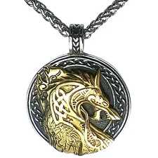 Jormungandr Viking Necklace Stainless Steel Norse Celtic Dragon Pendant Chain