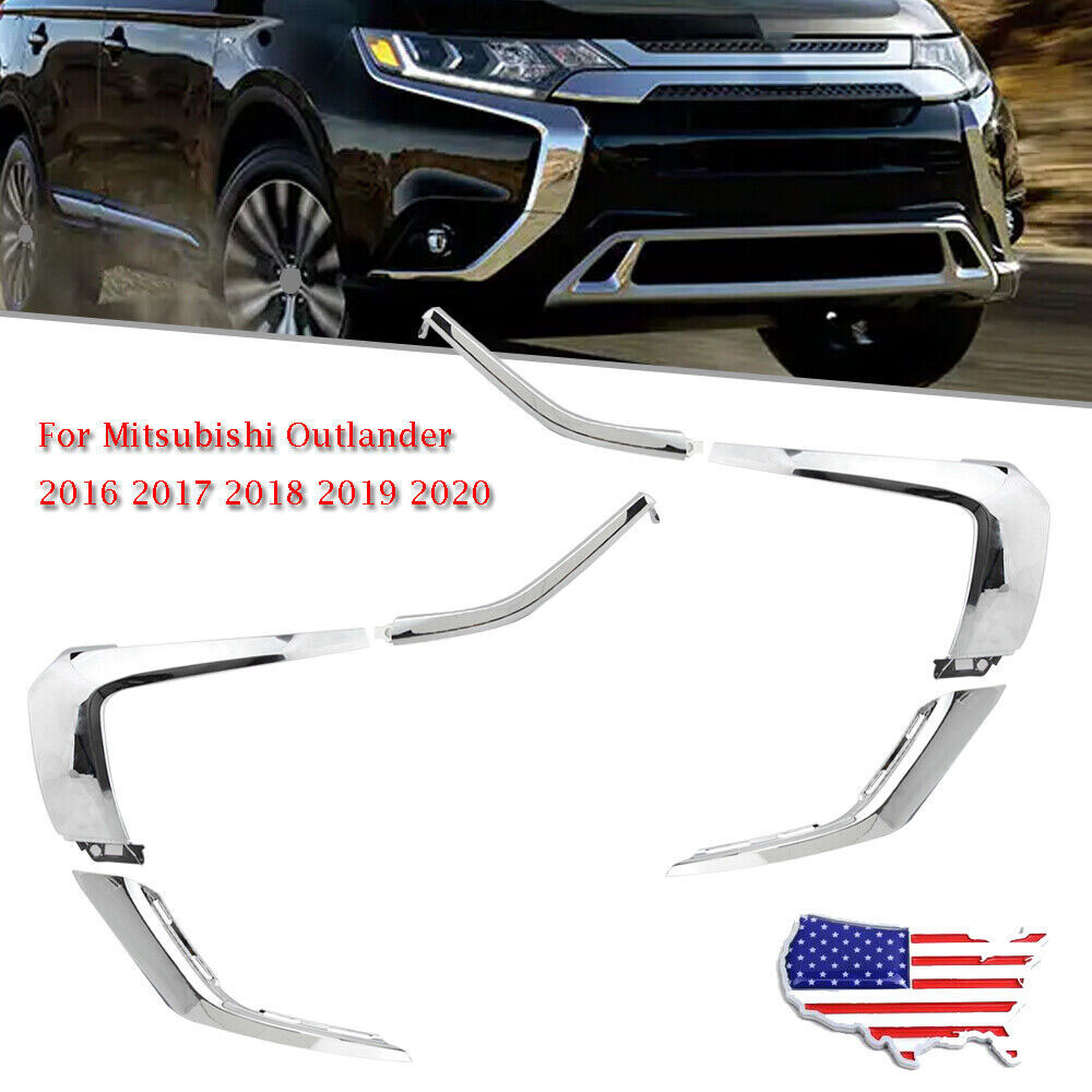 For Mitsubishi Outlander 2016-2020 6PCS Front Bumper Chrome Molding Covers Trims