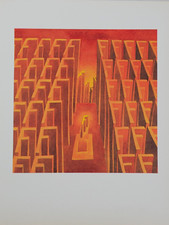 Jean Michel Folon (1934 /2005) OPERA LITOGRAFIA Lettera F per Bolaffi Arte 1972