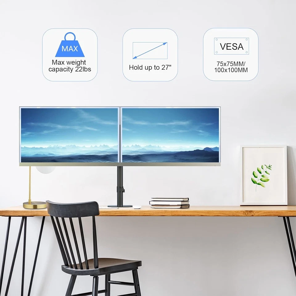 Monitor Halterung 2 Monitore für 13-27 Zoll LED/LCD Bildschirm Dual Monitor Halt - Bild 2 von 4