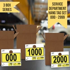 Versa-Tags 3000 Yellow Automotive 3 Part Dispatch Numbers Mirror Hang Tags