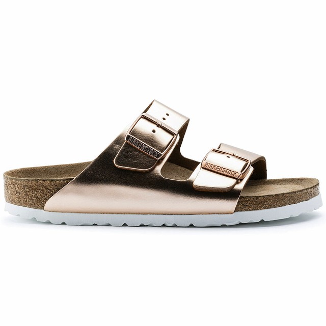 birkenstock arizona soft footbed metallic copper
