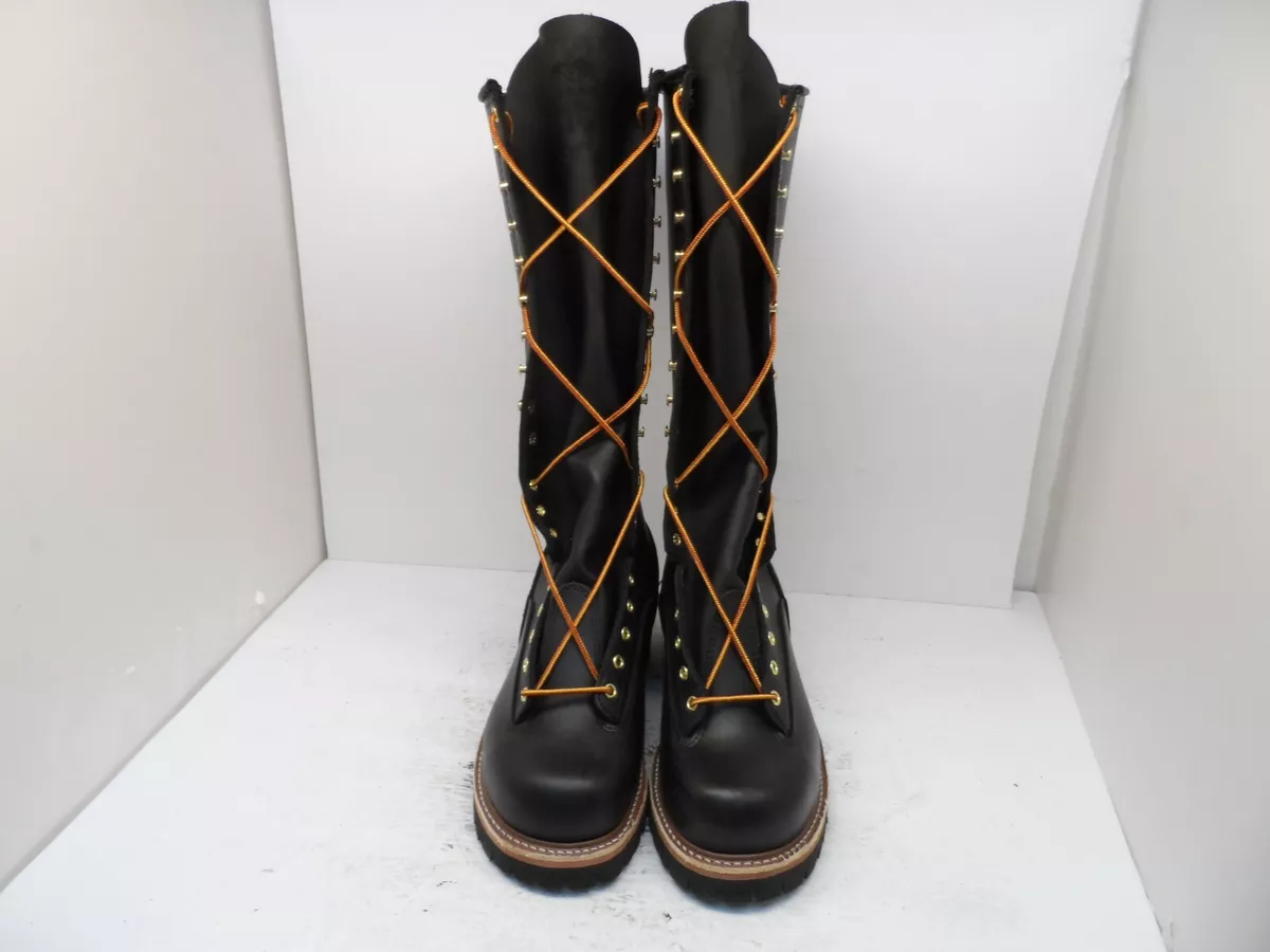 Hoffman Men's L22175 16″ Steel Toe Pole Climber Boots *Made IN USA* Black  9E