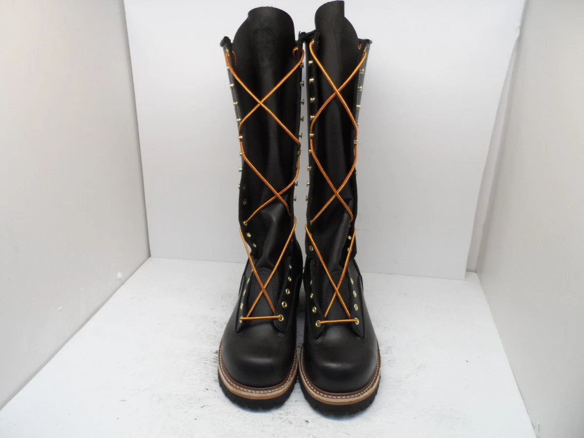 Hoffman Men's L22175 16″ Steel Toe Pole Climber Boots *Made IN USA* Black  9E