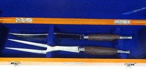 Vintage Modernist Japan Sword Carving Set & Hardwood Box Case