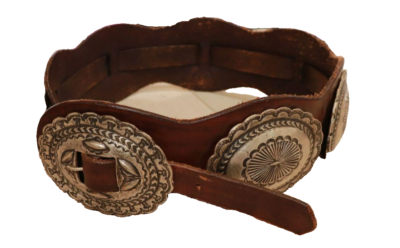 RALPH LAUREN Western Concho Leather Belt Size XS Made in  display picture 1