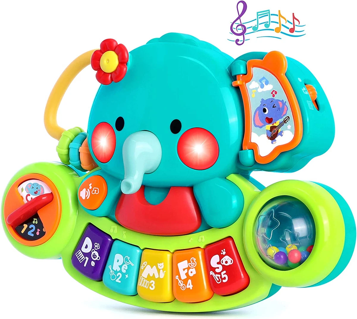 Baby Piano Toy 6 to 12 Months Elephant Light up Music Baby Toys