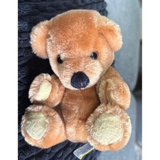 Vintage 1982 Dakin Teddy Bear Honey Brown Plush Small Seated Stuffed Animal 7"