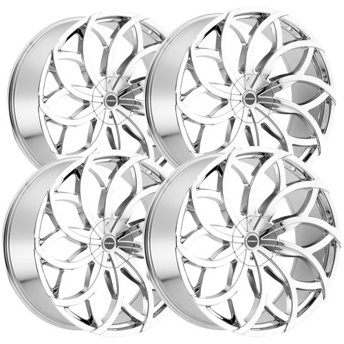 (Set-4) Strada S61 Huracan 24x10 5x115/5x120 +15mm Chrome Wheels Rims ...