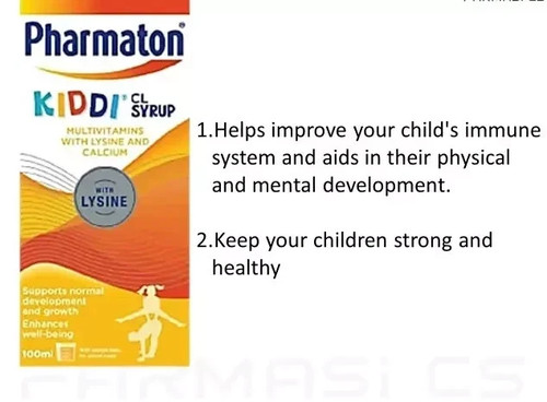 Pharmaton Kiddi CL Sciroppo 100ml Multivitaminico con Lisina e Calcio - Foto 4 di 7