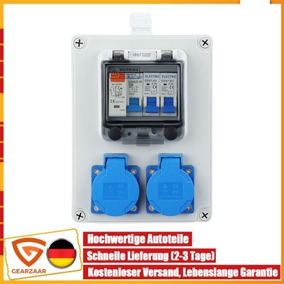 Wandverteiler Stromverteiler 230V IP67 Wasserdicht Garage 16A FI Schuko CEE