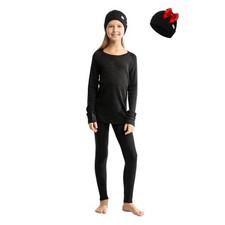 Merino Wool Base Layer Kids Set - Midweight Unisex Merino Medium Charcoal Grey