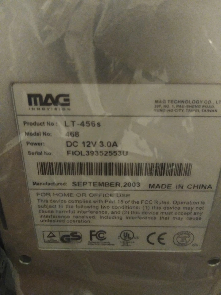 MAG INNOVISION 14” TFT LCD FLAT PANEL MONITOR SLIM SCREEN 456-OPEN BOX Tested - Image 3 of 4