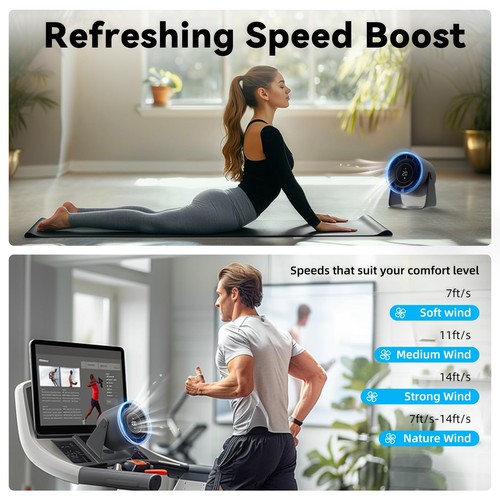 Desk Fan, Strong Airflow 100 Speeds Quiet Digital Display Rechargeable Batter... - Foto 5 di 7