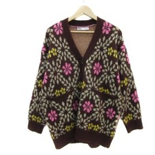 ZARA Knit Cardigan Mid Length V Neck Floral Pattern Oversize S Multi Color