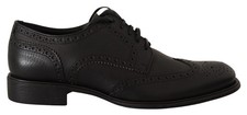 Dolce & Gabbana Black Leather Oxford Wingtip Formal Dress Men's Shoes Authentic