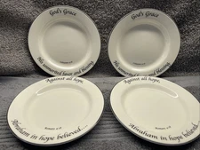 4 Feed on the Word Collection Bread Dessert Plates Gods Grace & Against All Hope