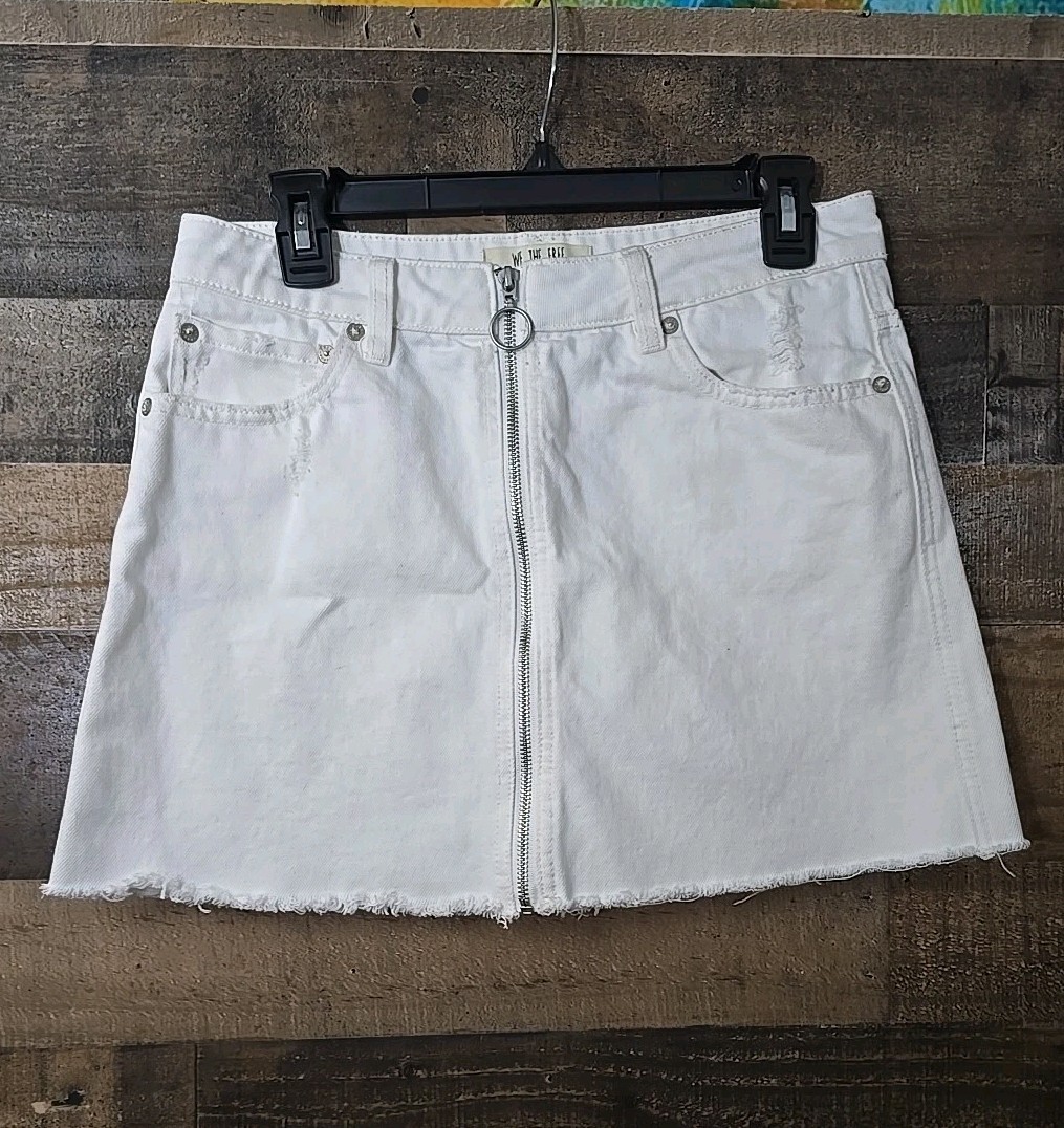 Free People We The Free Skirt Women 28 White Mini Distressed  Festival Boho