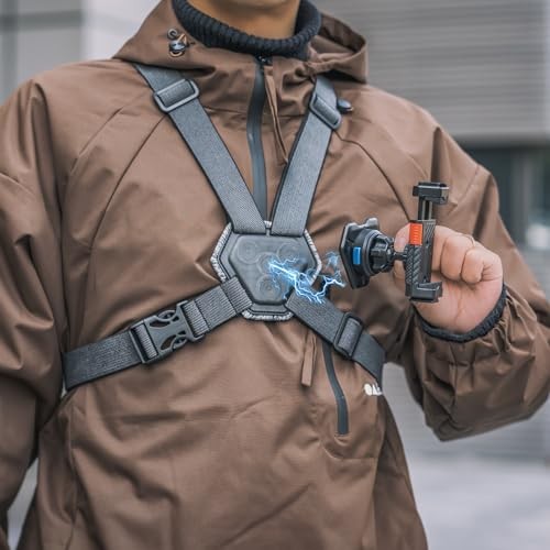 SOH Mobile Phone Chest Strap Harness Mount,Magnetic Quickly Release Adjustable 