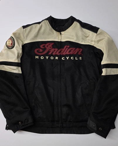 Indian Motorcycle Armored Mesh Lightweight Riding Jacket Black Ivory Size XL - product listing photo
