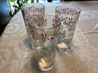 vintage glass drinking glasses/Kitchen Utensils motif in pink, white, blue color — photo 6