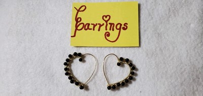Handmade Pair of Earrings with 4mm Black Pearls In Gold Plates Wire. Made In USA