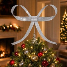 Klassischer Christbaumschleifenaufsatz Festliche Schleife Baumspitze mit Spiralfu&szlig;