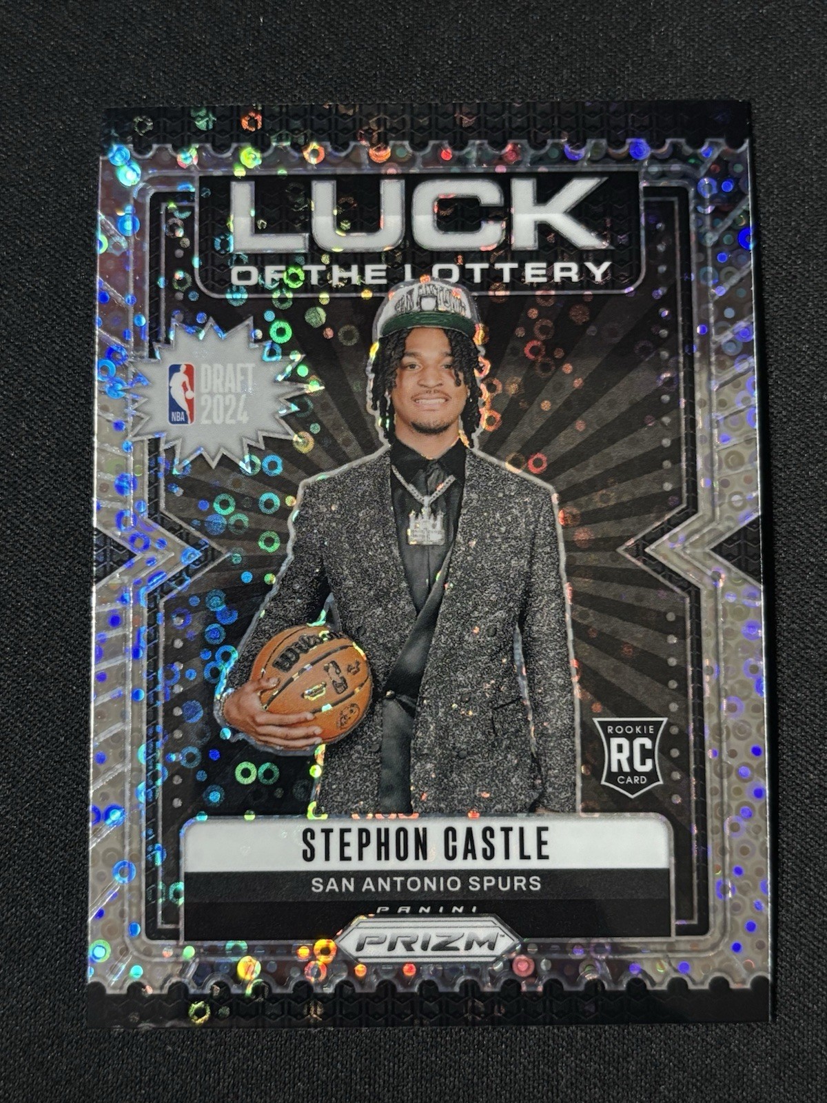 2024-25 Panini Prizm - Luck of the Lottery Stephon Castle #12 Disco Prizm (RC)