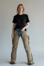 Leather Chap Handmade Western Suede Chap Horse Riding Fringes Pant Suede Cowgirl