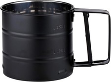 MEHLSIEB Einhand Ø10cm Edelstahl Schwarz Puderzuckerstreuer Puderzuckersieb 56