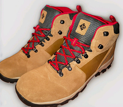 Columbia Newton Ridge Plus II Suede WP Hiking Boots Elk/Mountain Red 12W