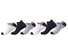 Polo Ralph Lauren Men's Socks Ankle Tab 6-Pairs White/Navy 10-13 Fits 6-12.5