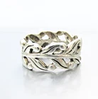 Vintage Sterling Silver Signed SX Sally C. Treasures Wide LEAF Band Ring Size 7