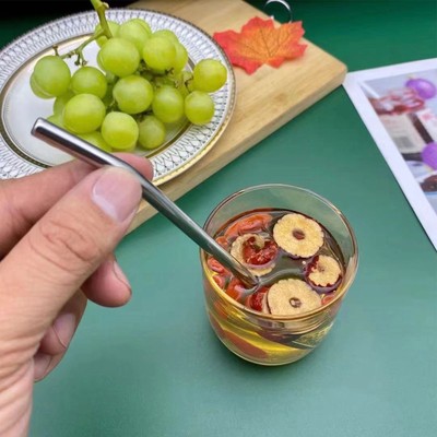 304 Stainless Steel Straw Spoon Reusable Multifunction Long Metal Straw With