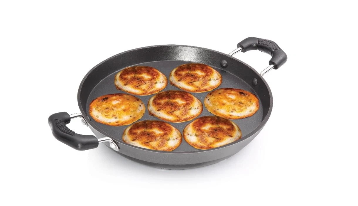 Premier Induction Base Non Stick Paniyaram Pan, Black, 7 Cavity, Small - 18cm Di