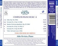 ALDO ORVIETO CAMILLO TOGNI: COMPLETE PIANO MUSIC, VOL. 4 NEW CD