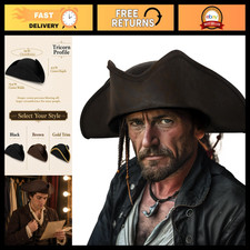 Adult Pirate Tricorn Hat - Colonial Costume Accessory for Halloween Parties