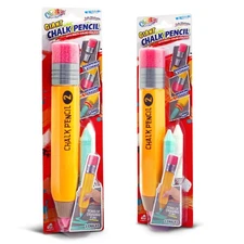 Chalkie Giant Chalk Pencil Set Twin Pack w/ Eraser Storage Fun Drawing Kids Toy