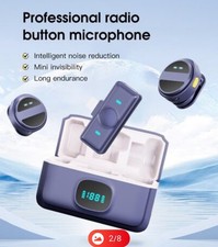 2 Pcs Wireless Lavalier Microphone for iPhone/iPad/Android with Charging Case