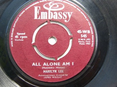 Marilyn Lee   All Alone Am I 1963 7  Embassy WB 545 brenda lee cover copy