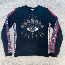 KENZO Paris Eye Sweatshirt Black Embroidered Crewneck Womens Small Streetwear