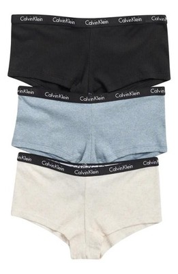 Calvin Klein 3-Pack Cotton Blend Rib Knit Boyshorts Size Small