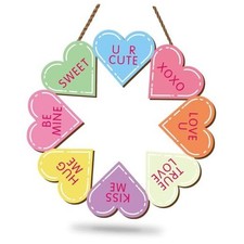 Valentine's Day Conversation Heart Door Sign Colorful Pink Love Heart Classic