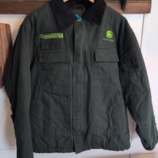 Vintage Tri Mountain Quilted Lined Canvas John Deere Barn Coat Jacket Mens M