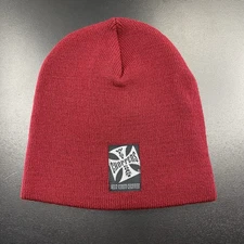 VINTAGE West Coast Choppers Hat Beanie Fitted Mens Small Red Knit Ribbed Y2K New