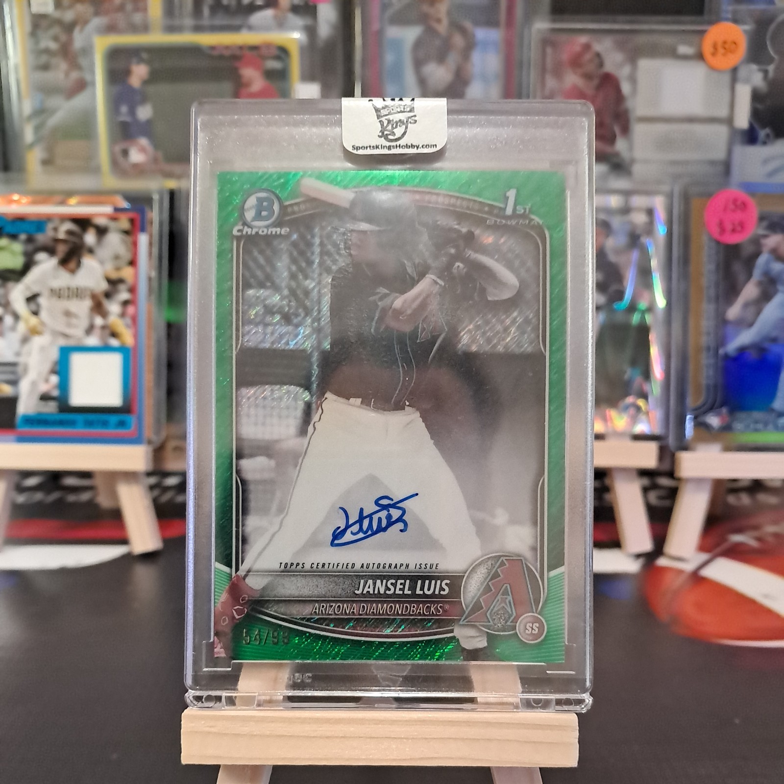 2025 Bowman Chrome Jansel Luis Green Grass 1st Bowman Auto /99 Diamondbacks
