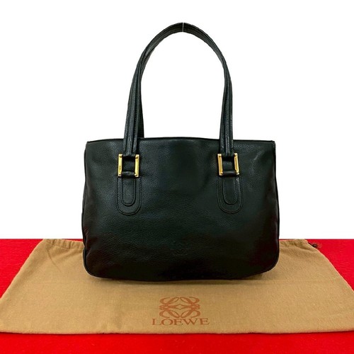 with Dust Bag LOEWE Vintage Anagram Logo Engraved Leather Leather Handbag Mini T