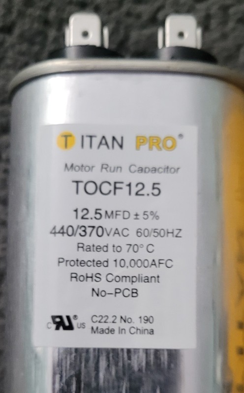 12.5 Run capacitor HVAC Motor Run Oval Capacitor 12.5 MFD/UF 440/370 Volts